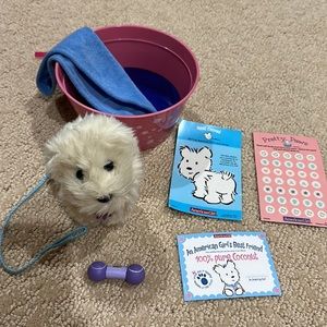 Retired American Girl Coconut Dog & Bath Set